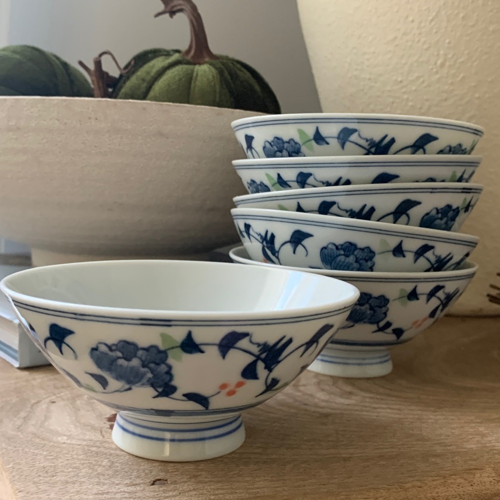 6 china antique ming dynasty yongle mark porcelain fruit branch pattern‎ bowls